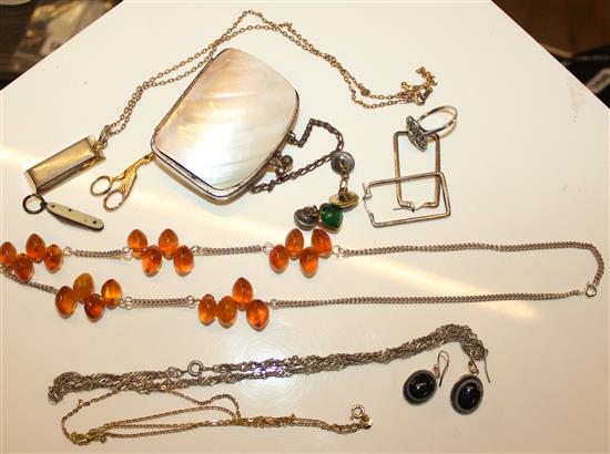 Amber, silver & mixed dress jewellery